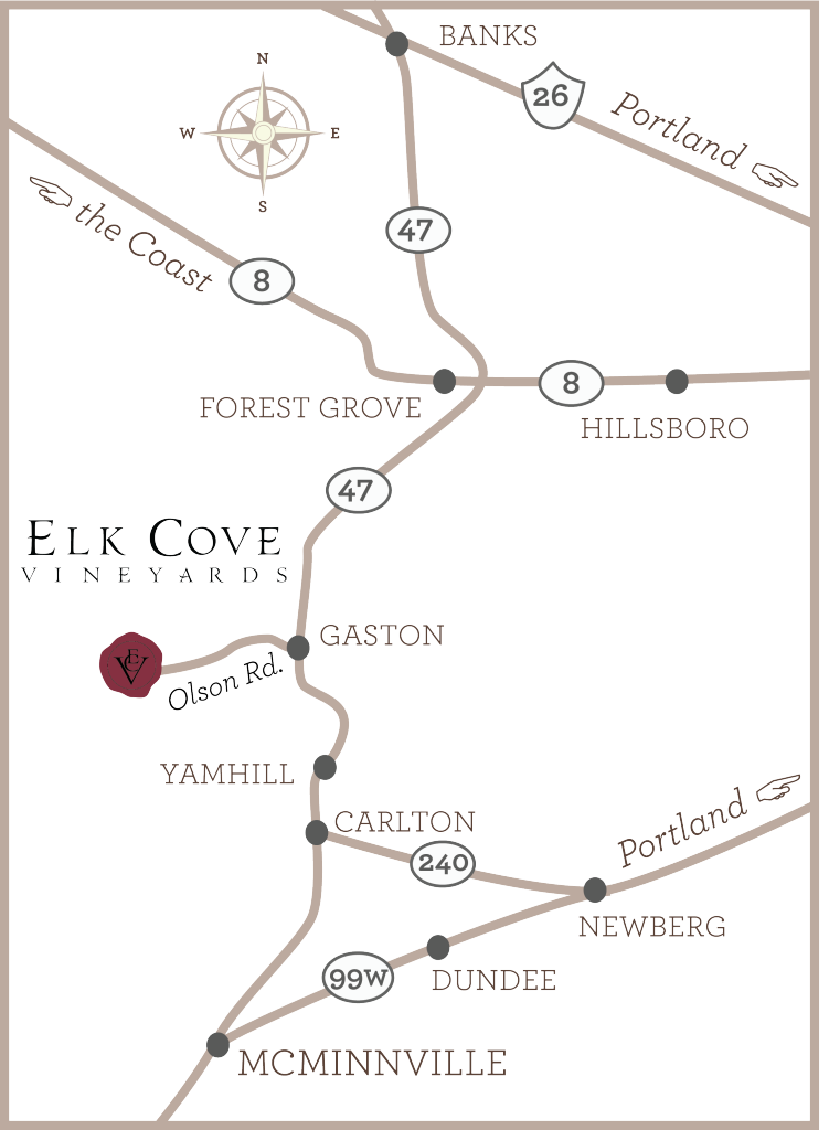 Map and Directions to Elk Cove Vineyards